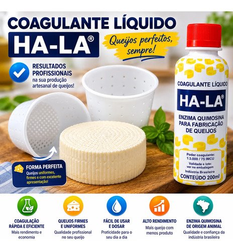 Coalho Líquido Ha-la 200ml Coagulante Queijo + 2 Formas 500g - Imagem 3