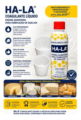Coalho Líquido Ha-la 200ml Coagulante Queijo + 2 Formas 500g - Imagem 5