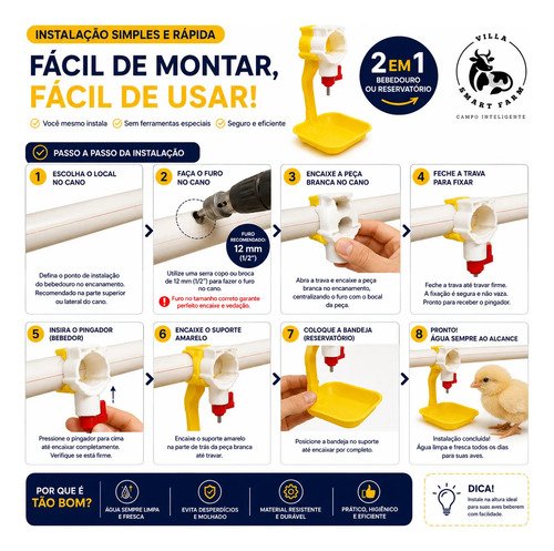 Kit 5 Bebedouro Automático Para Pintinhos Galinha Galinheiro N/a Amarelo - Imagem 5
