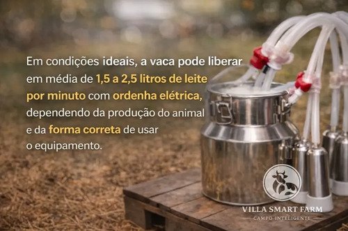 Ordenhadeira 14l Elétrica Villa Smart Farm Movel 2bicos Inox Vacas - Imagem 5