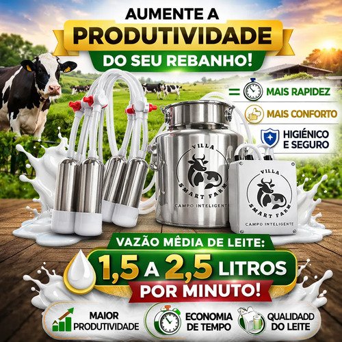 Ordenhadeira Ordenha Villa Smart Farm 22 Litros 4 Teteiras 127/220v - Imagem 8