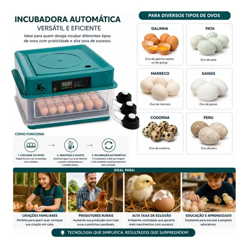Chocadeira Villa Smart Farm 48 Ovos Galinha Encubadora 220v - Imagem 4