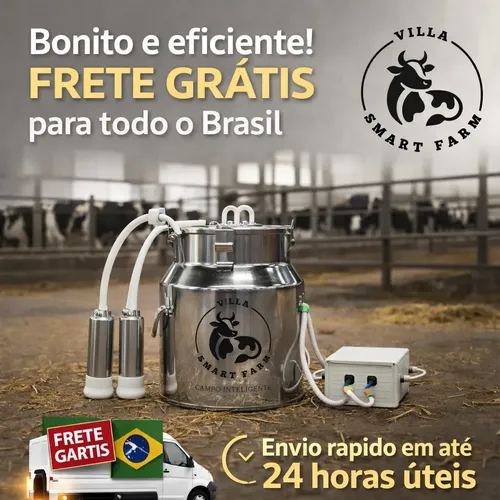 Ordenhadeira 14l Elétrica Villa Smart Farm Movel 2bicos Inox Vacas - Imagem 3
