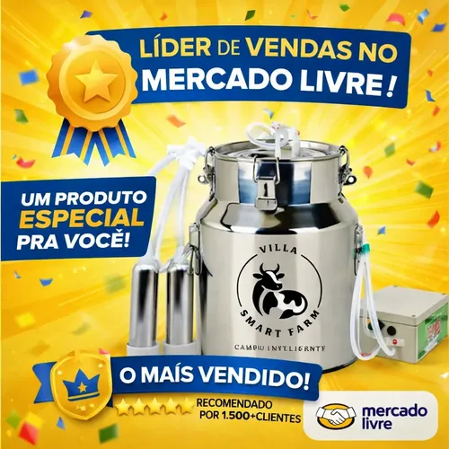 Ordenhadeira 14l Elétrica Villa Smart Farm Movel 2bicos Inox Vacas - Imagem 2