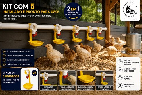 Kit 5 Bebedouro Automático Para Pintinhos Galinha Galinheiro N/a Amarelo - Imagem 7