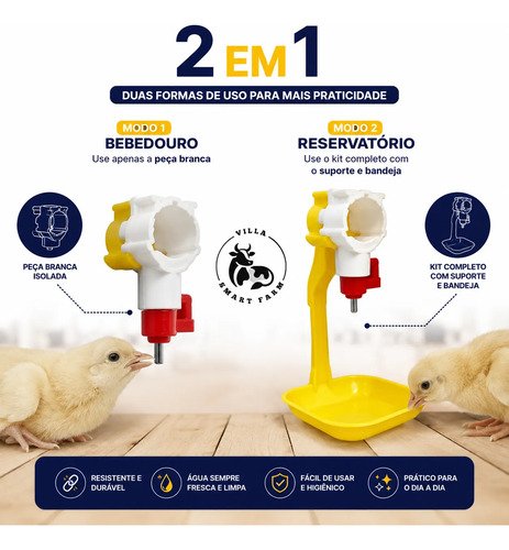 Kit 5 Bebedouro Automático Para Pintinhos Galinha Galinheiro N/a Amarelo - Imagem 4