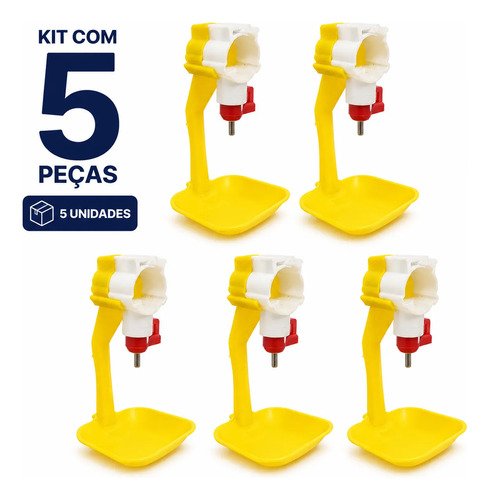 Kit 5 Bebedouro Automático Para Pintinhos Galinha Galinheiro N/a Amarelo - Imagem 2
