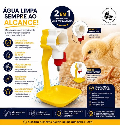 Kit 5 Bebedouro Automático Para Pintinhos Galinha Galinheiro N/a Amarelo - Imagem 6