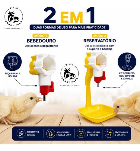 Kit 5 Bebedouro Automático Para Pintinhos Galinha Galinheiro N/a Amarelo - Imagem 3