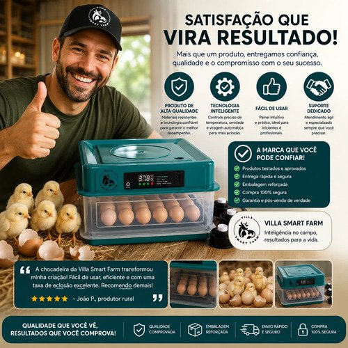 Chocadeira Villa Smart Farm 48 Ovos Galinha Encubadora 220v - Imagem 8